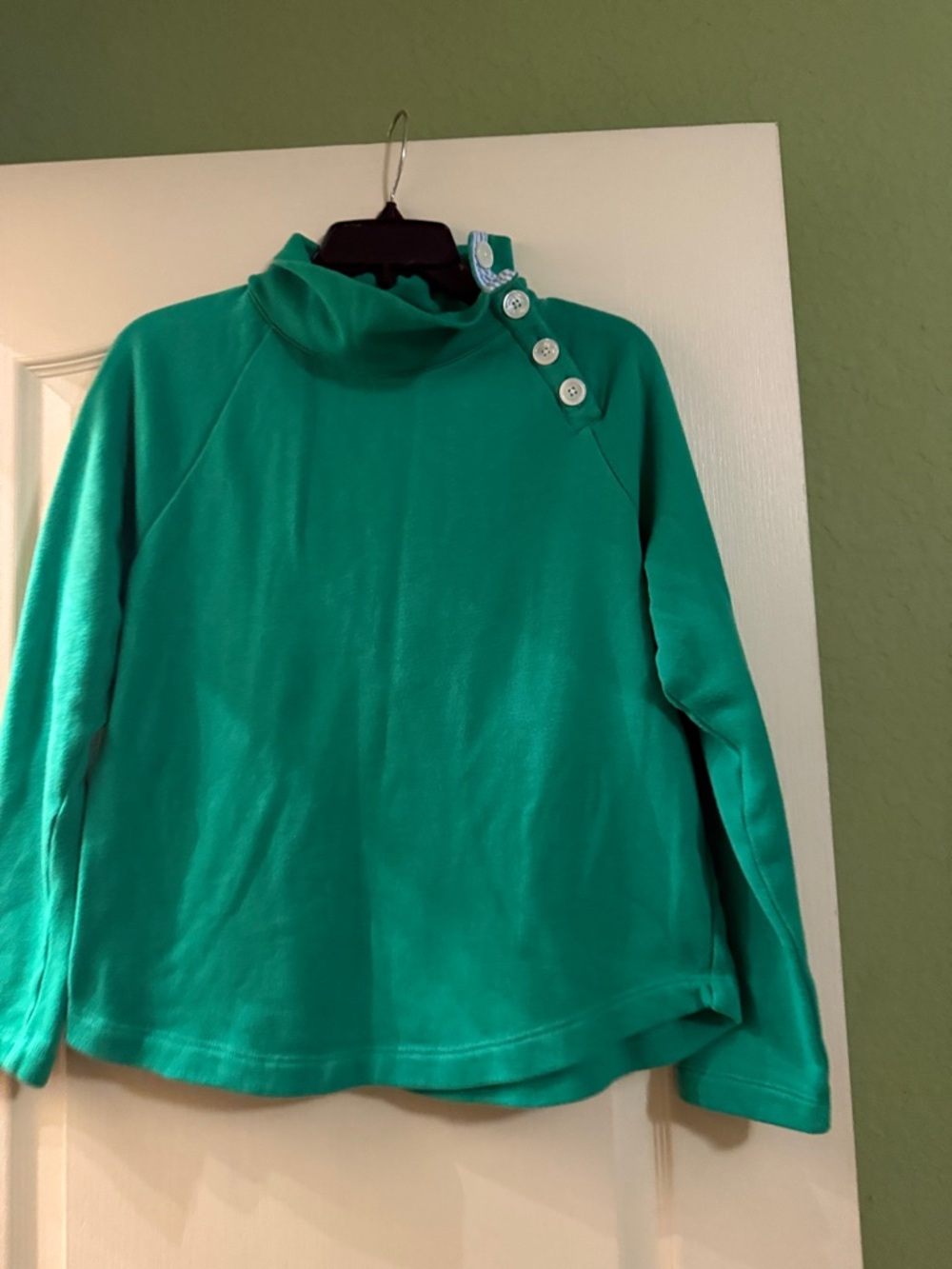 J. Crew Factory Teal Green Cowl Neck Button-Accent Sweater